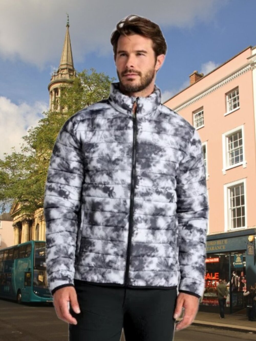 Ozark Trail Men's Puffer Jacket Full Zip Black Tie Dye Size 3XL
